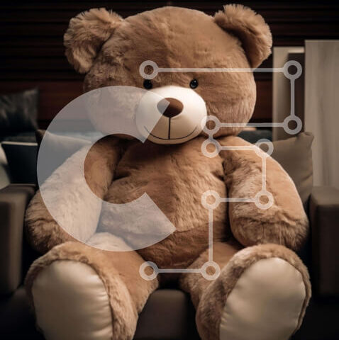 Intra Συλλεκτικό Ξύλινο Παζλ Plywood  4mm - Μεγάλο καφέ αρκουδάκι που κάθεται στον καναπέ Σε Ξύλινο Κουτί - Διαστάσεις: 10x10 cm – 25 κομμάτια - Image 1