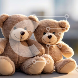 Intra Συλλεκτικό Ξύλινο Παζλ Plywood  4mm - Αξιολάτρευτα αρκουδάκια αγκαλιάζονται με φόντο στον ορίζοντα της πόλης Σε Ξύλινο Κουτί - Διαστάσεις Puzzle: 10x10 cm – 25 κομμάτια