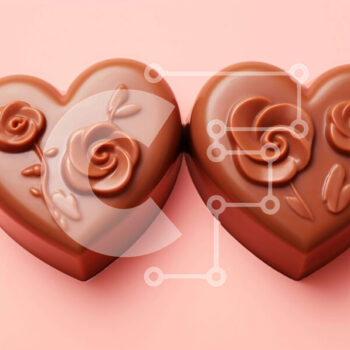 Intra Συλλεκτικό Ξύλινο Παζλ Plywood  4mm - Σοκολάτες σε σχήμα καρδιάς για την ημέρα του Αγίου Βαλεντίνου με τριαντάφυλλα σε ροζ φόντο Σε Ξύλινο Κουτί - Διαστάσεις Puzzle: 10x10 cm – 25 κομμάτια - Image 1