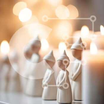 Intra Συλλεκτικό Ξύλινο Παζλ Plywood  4mm - Μυστηριώδης διακόσμηση τραπεζιού με λευκά ειδώλια και κεριά Σε Ξύλινο Κουτί - Διαστάσεις Puzzle: 10x10 cm – 25 κομμάτια - Image 1