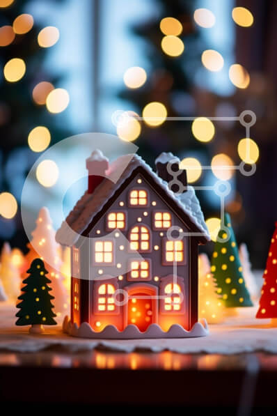 Intra Συλλεκτικό Ξύλινο Παζλ Plywood  4mm - Μινιατούρα Σπίτι διακοσμημένο για την περίοδο των διακοπών Σε Ξύλινο Κουτί - Διαστάσεις: 10x10 cm – 25 κομμάτια