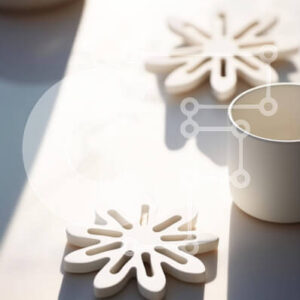 Intra Συλλεκτικό Ξύλινο Παζλ Plywood  4mm - Σουβέρ White Cup και Snowflake Σε Ξύλινο Κουτί - Διαστάσεις: 10x10 cm – 25 κομμάτια