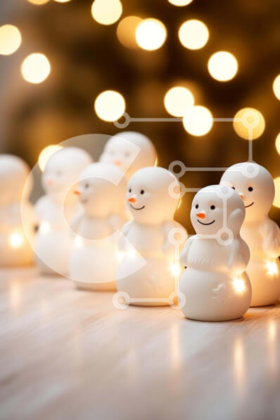 Intra Συλλεκτικό Ξύλινο Παζλ Plywood  4mm - Εορταστικά ειδώλια χιονάνθρωποι με φώτα Σε Ξύλινο Κουτί - Διαστάσεις: 10x10 cm – 25 κομμάτια