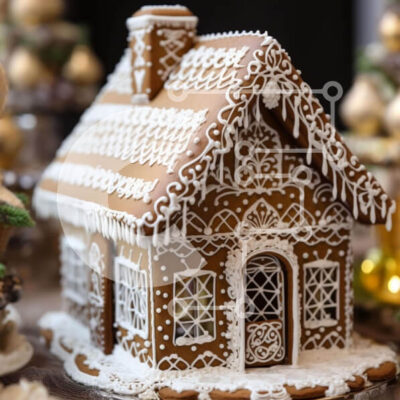 Intra Συλλεκτικό Ξύλινο Παζλ Plywood  4mm - Gingerbread House με γλάσο και νιφάδες χιονιού Σε Ξύλινο Κουτί - Διαστάσεις: 10x10 cm – 25 κομμάτια - Image 1