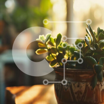 Intra Συλλεκτικό Ξύλινο Παζλ Plywood  4mm - Μικρό φυτό σε γλάστρα σε ξύλινο τραπέζι στο φως του ήλιου Σε Ξύλινο Κουτί - Διαστάσεις Puzzle: 10x10 cm – 25 κομμάτια - Image 1