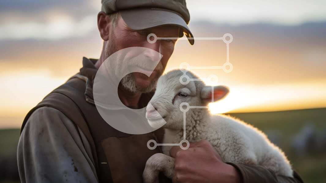 Intra Συλλεκτικό Ξύλινο Παζλ Plywood  4mm - Άτομο που κρατά ένα μικρό αρνί σε ένα χωράφι Σε Ξύλινο Κουτί - Διαστάσεις: 10x10 cm – 25 κομμάτια