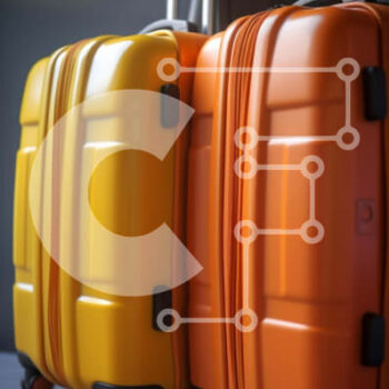 Intra Συλλεκτικό Ξύλινο Παζλ Plywood  4mm - Δύο πορτοκαλί βαλίτσες σε μια επίπεδη επιφάνεια Σε Ξύλινο Κουτί - Διαστάσεις Puzzle: 10x10 cm – 25 κομμάτια - Image 1