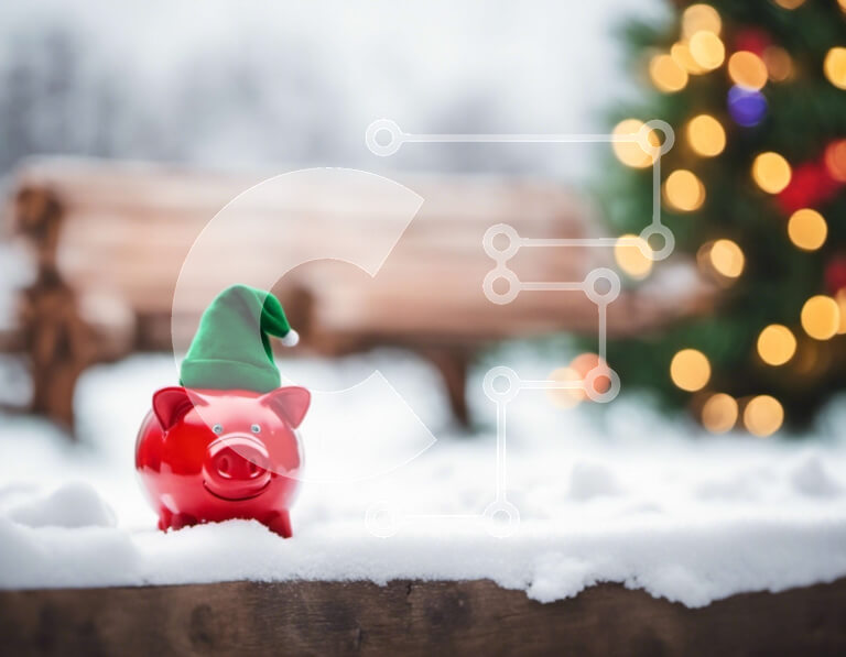 Intra Συλλεκτικό Ξύλινο Παζλ Plywood  4mm - Κόκκινος κουμπαράς με καπέλο Άγιου Βασίλη στο χιόνι Σε Ξύλινο Κουτί - Διαστάσεις: 10x10 cm – 25 κομμάτια