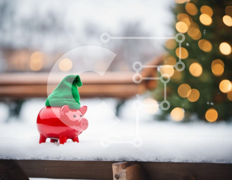 Intra Συλλεκτικό Ξύλινο Παζλ Plywood  4mm - Κόκκινος κουμπαράς στο χιόνι με το χριστουγεννιάτικο δέντρο Σε Ξύλινο Κουτί - Διαστάσεις Puzzle: 10x10 cm – 25 κομμάτια