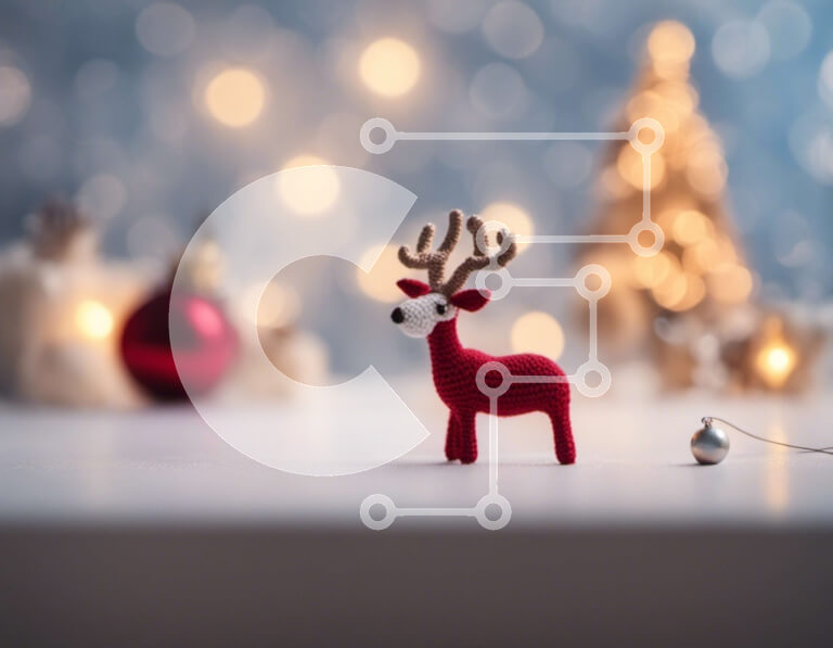 Intra Συλλεκτικό Ξύλινο Παζλ Plywood  4mm - Πλεκτό στολίδι από τάρανδο με γιορτινά στολίδια Σε Ξύλινο Κουτί - Διαστάσεις: 10x10 cm – 25 κομμάτια