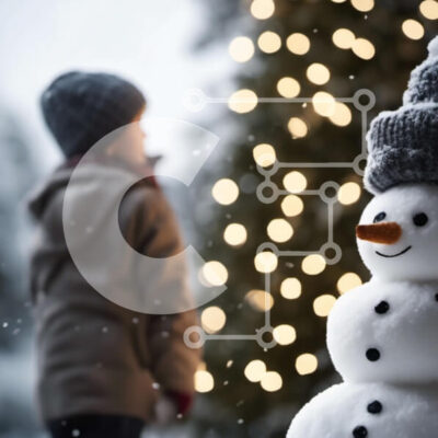 Intra Συλλεκτικό Ξύλινο Παζλ Plywood  4mm - Φωτισμός χιονάνθρωπου και χριστουγεννιάτικου δέντρου Σε Ξύλινο Κουτί - Διαστάσεις: 10x10 cm – 25 κομμάτια - Image 1