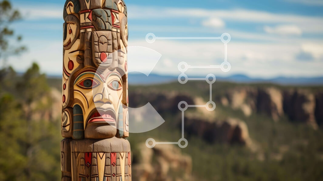 Intra Συλλεκτικό Ξύλινο Παζλ Plywood  4mm - Εγγενής πόλος τοτέμ σε γραφικό φυσικό περιβάλλον Σε Ξύλινο Κουτί - Διαστάσεις: 10x10 cm – 25 κομμάτια