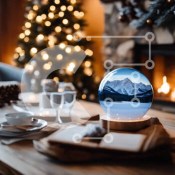Intra Συλλεκτικό Ξύλινο Παζλ Plywood  4mm - Snow Globe σε τραπεζαρία μπροστά από το τζάκι Σε Ξύλινο Κουτί - Διαστάσεις Puzzle: 10x10 cm – 25 κομμάτια - Image 1