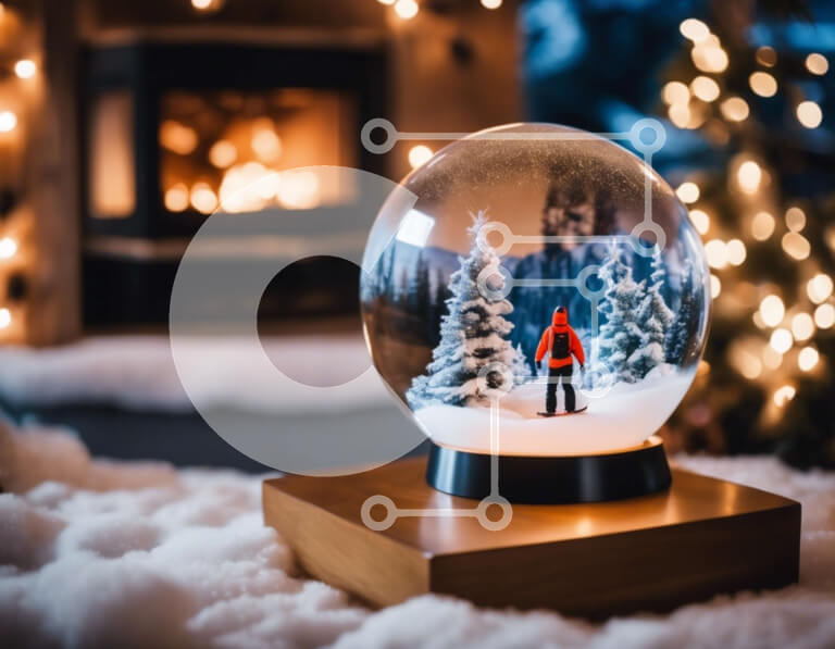 Intra Συλλεκτικό Ξύλινο Παζλ Plywood  4mm - Snow Globe με τζάκι και Χριστουγεννιάτικα στολίδια Σε Ξύλινο Κουτί - Διαστάσεις: 10x10 cm – 25 κομμάτια