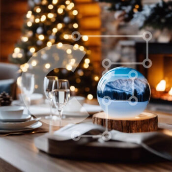 Intra Συλλεκτικό Ξύλινο Παζλ Plywood  4mm - Κομψό σετ τραπεζαρίας με Scenic Glass Globe Σε Ξύλινο Κουτί - Διαστάσεις Puzzle: 10x10 cm – 25 κομμάτια - Image 1