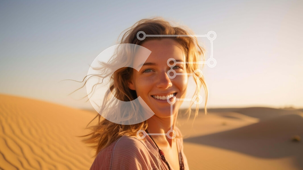 Intra Συλλεκτικό Ξύλινο Παζλ Plywood  4mm - Χαμογελαστή γυναίκα στην έρημο Σε Ξύλινο Κουτί - Διαστάσεις Puzzle: 10x10 cm – 25 κομμάτια