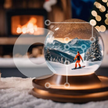 Intra Συλλεκτικό Ξύλινο Παζλ Plywood  4mm - Χειμερινή σφαίρα χιονιού με σκιέρ και τζάκι Σε Ξύλινο Κουτί - Διαστάσεις Puzzle: 10x10 cm – 25 κομμάτια - Image 1