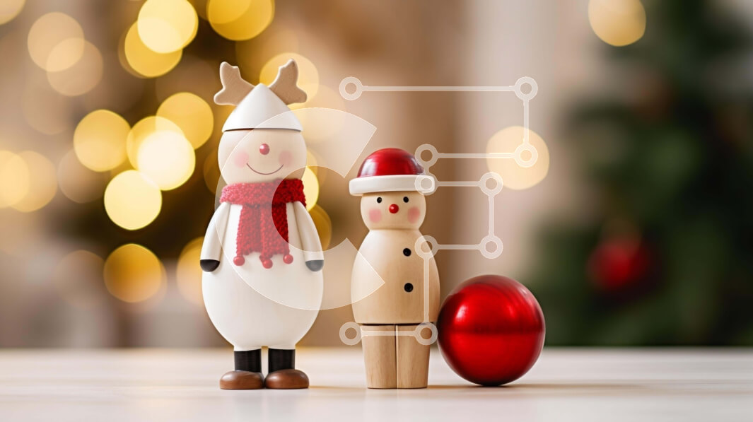 Intra Συλλεκτικό Ξύλινο Παζλ Plywood  4mm - Εορταστικά Ξύλινα ειδώλια ταράνδων και ξωτικών με κόκκινα και λευκά διακοσμητικά Σε Ξύλινο Κουτί - Διαστάσεις: 10x10 cm – 25 κομμάτια