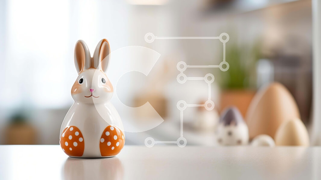 Intra Συλλεκτικό Ξύλινο Παζλ Plywood  4mm - Ειδώλιο λαγουδάκι του Πάσχα σε ξύλινο τραπέζι Σε Ξύλινο Κουτί - Διαστάσεις Puzzle: 10x10 cm – 25 κομμάτια