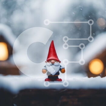 Intra Συλλεκτικό Ξύλινο Παζλ Plywood  4mm - Red Gnome στο χιόνι με σπίτια στο φόντο Σε Ξύλινο Κουτί - Διαστάσεις Puzzle: 10x10 cm – 25 κομμάτια - Image 1