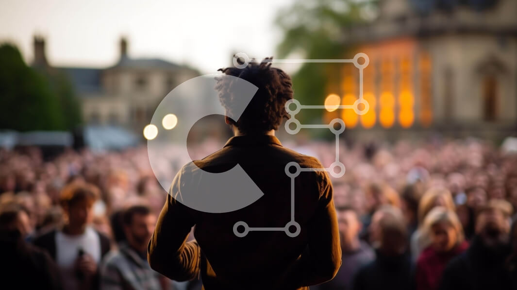 Intra Συλλεκτικό Ξύλινο Παζλ Plywood  4mm - Άτομο που μιλά σε ένα μεγάλο ακροατήριο Σε Ξύλινο Κουτί - Διαστάσεις Puzzle: 10x10 cm – 25 κομμάτια