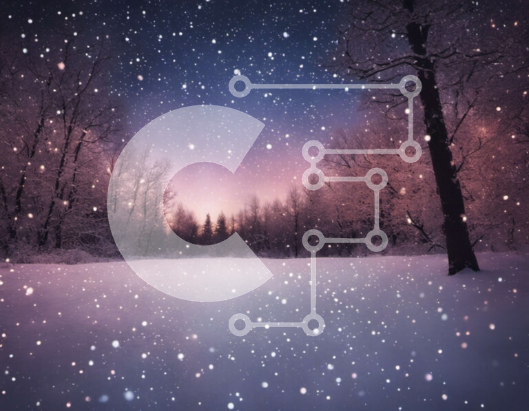 Intra Συλλεκτικό Ξύλινο Παζλ Plywood  4mm - Χιονισμένο χειμερινό τοπίο με νιφάδες χιονιού που πέφτουν Σε Ξύλινο Κουτί - Διαστάσεις Puzzle: 10x10 cm – 25 κομμάτια