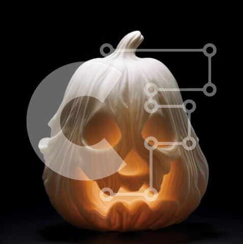 Intra Συλλεκτικό Ξύλινο Παζλ Plywood  4mm - Φωτισμένο γλυπτό λευκής κολοκύθας για το Halloween Σε Ξύλινο Κουτί - Διαστάσεις Puzzle: 10x10 cm – 25 κομμάτια - Image 1