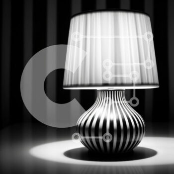 Intra Συλλεκτικό Ξύλινο Παζλ Plywood  4mm - Μαύρο και άσπρο ριγέ φωτιστικό στο τραπέζι Σε Ξύλινο Κουτί - Διαστάσεις Puzzle: 10x10 cm – 25 κομμάτια - Image 1