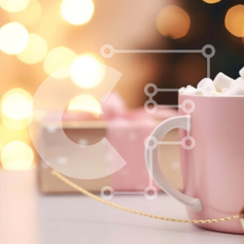 Intra Συλλεκτικό Ξύλινο Παζλ Plywood  4mm - Ροζ Κούπα με Marshmallows και δώρα για την εορταστική περίοδο Σε Ξύλινο Κουτί - Διαστάσεις Puzzle: 10x10 cm – 25 κομμάτια - Image 1