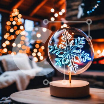 Intra Συλλεκτικό Ξύλινο Παζλ Plywood  4mm - Γυάλινο αντικείμενο με νιφάδα χιονιού σε ξύλινο τραπέζι στο σαλόνι Σε Ξύλινο Κουτί - Διαστάσεις Puzzle: 10x10 cm – 25 κομμάτια - Image 1