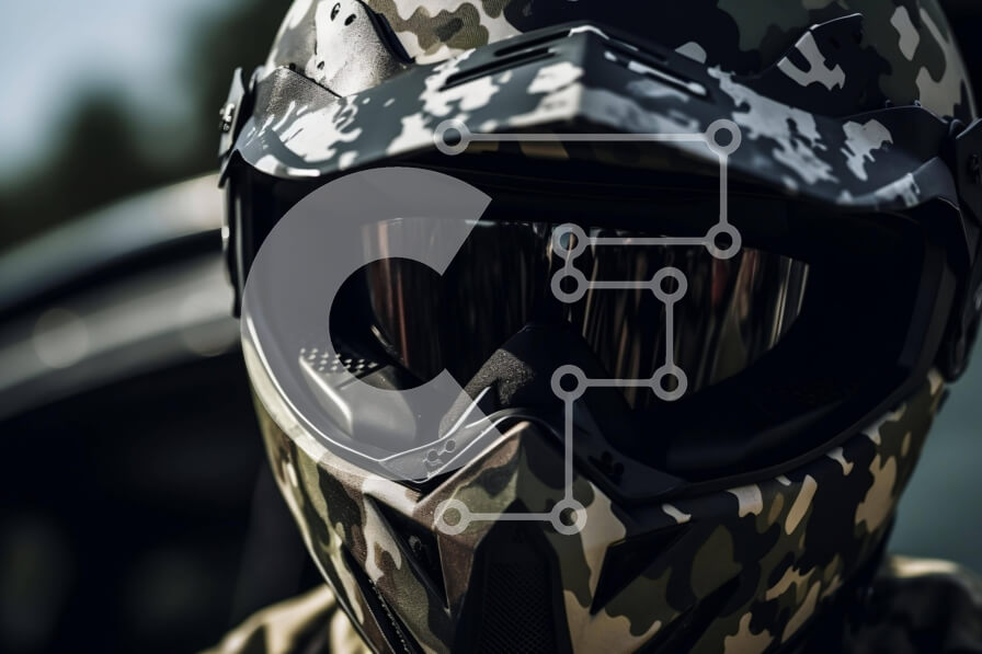 Intra Συλλεκτικό Ξύλινο Παζλ Plywood  4mm - Άτομο που φορά κράνος παραλλαγής τύπου στρατού και γυαλιά Σε Ξύλινο Κουτί - Διαστάσεις Puzzle: 10x10 cm – 25 κομμάτια