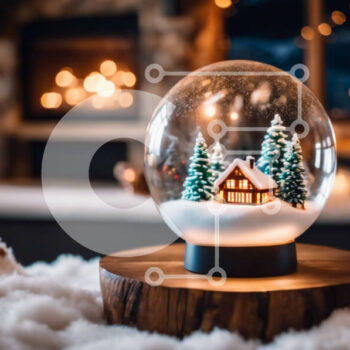 Intra Συλλεκτικό Ξύλινο Παζλ Plywood  4mm - Snow Globe με το διακοσμητικό σπίτι Σε Ξύλινο Κουτί - Διαστάσεις Puzzle: 10x10 cm – 25 κομμάτια - Image 1