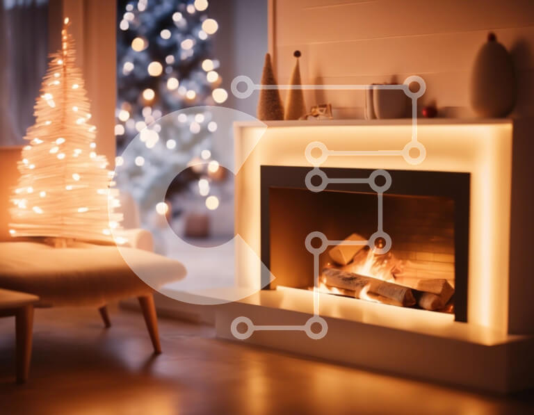 Intra Συλλεκτικό Ξύλινο Παζλ Plywood  4mm - Εορταστικό Σαλόνι Διακοσμημένο για τις Γιορτές Σε Ξύλινο Κουτί - Διαστάσεις Puzzle: 10x10 cm – 25 κομμάτια