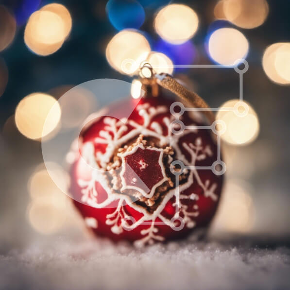 Intra Συλλεκτικό Ξύλινο Παζλ Plywood  4mm - Εορταστική κόκκινη γυάλινη μπάλα στολίδι στο χιόνι Σε Ξύλινο Κουτί - Διαστάσεις: 10x10 cm – 25 κομμάτια