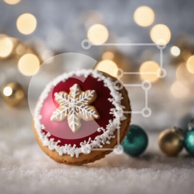 Intra Συλλεκτικό Ξύλινο Παζλ Plywood  4mm - Μπισκότο νιφάδα χιονιού με στολίδια και χριστουγεννιάτικες μπάλες στο χιόνι Σε Ξύλινο Κουτί - Διαστάσεις: 10x10 cm – 25 κομμάτια - Image 1