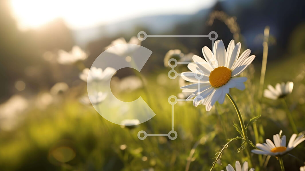 Intra Συλλεκτικό Ξύλινο Παζλ Plywood  4mm - Όμορφο χωράφι με λευκές μαργαρίτες στο φως του ήλιου Σε Ξύλινο Κουτί - Διαστάσεις: 10x10 cm – 25 κομμάτια