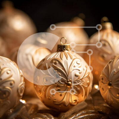 Intra Συλλεκτικό Ξύλινο Παζλ Plywood 4mm - Ομάδα από χρυσά στολίδια στην οθόνη Σε Ξύλινο Κουτί - Διαστάσεις: 10x10 cm – 25 κομμάτια - Image 1