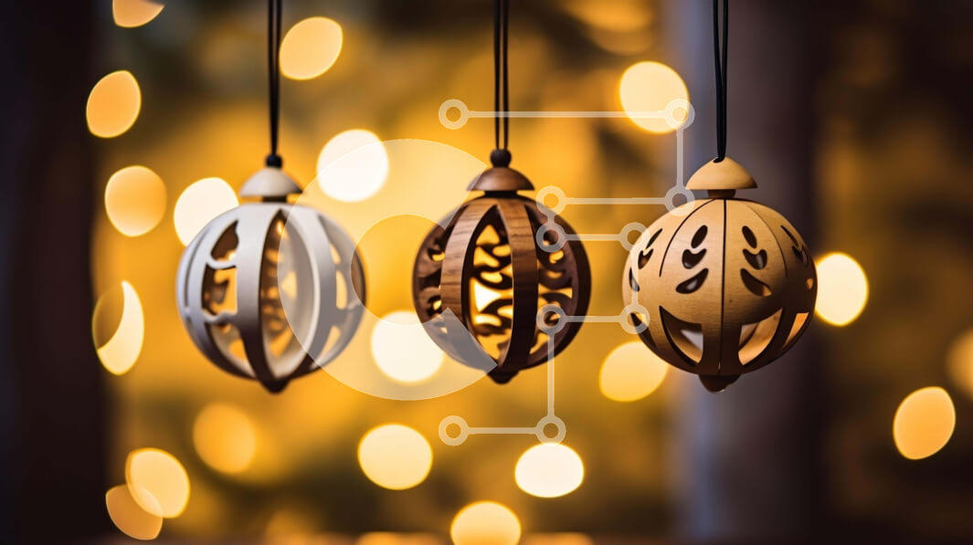 Intra Συλλεκτικό Ξύλινο Παζλ Plywood  4mm - Ξύλινα στολίδια που κρέμονται από ένα κορδόνι σε ένα φωτισμένο δέντρο Σε Ξύλινο Κουτί - Διαστάσεις: 10x10 cm – 25 κομμάτια