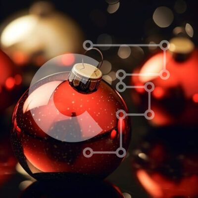 Intra Συλλεκτικό Ξύλινο Παζλ Plywood  4mm - Κόκκινα και χρυσά στολίδια σε μαύρη επιφάνεια Σε Ξύλινο Κουτί - Διαστάσεις Puzzle: 10x10 cm – 25 κομμάτια - Image 1