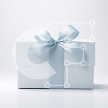 Intra Συλλεκτικό Ξύλινο Παζλ Plywood  4mm - Λευκό κουτί δώρου με μπλε κορδέλα σε υπόλευκο φόντο Σε Ξύλινο Κουτί - Διαστάσεις Puzzle: 10x10 cm – 25 κομμάτια - Image 1