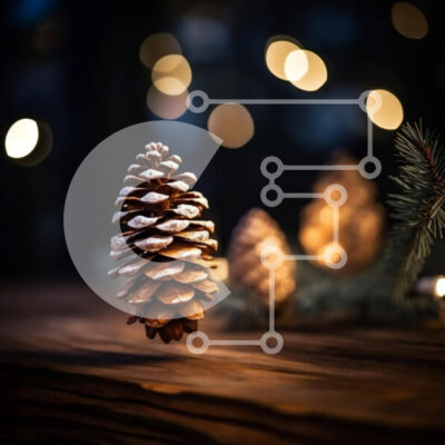 Intra Συλλεκτικό Ξύλινο Παζλ Plywood  4mm - Γιορτινά κουκουνάρια σε ξύλινο τραπέζι Σε Ξύλινο Κουτί - Διαστάσεις Puzzle: 10x10 cm – 25 κομμάτια - Image 1