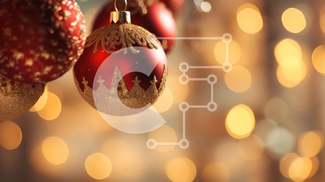 Intra Συλλεκτικό Ξύλινο Παζλ Plywood  4mm - Κόκκινα και χρυσά εορταστικά στολίδια που κρέμονται από την οροφή Σε Ξύλινο Κουτί - Διαστάσεις: 10x10 cm – 25 κομμάτια