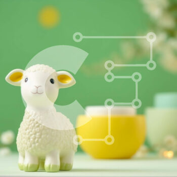 Intra Συλλεκτικό Ξύλινο Παζλ Plywood  4mm - Μικρό λευκό παιχνίδι προβάτων με πράσινα λουλούδια και κηροπήγια Σε Ξύλινο Κουτί - Διαστάσεις Puzzle: 10x10 cm – 25 κομμάτια - Image 1