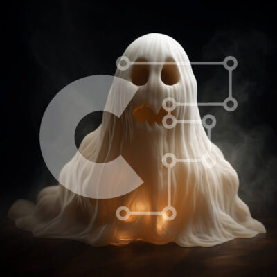 Intra Συλλεκτικό Ξύλινο Παζλ Plywood  4mm - White Ghost with Smoke Διακόσμηση για τους εορτασμούς του Halloween Σε Ξύλινο Κουτί - Διαστάσεις Puzzle: 10x10 cm – 25 κομμάτια - Image 1