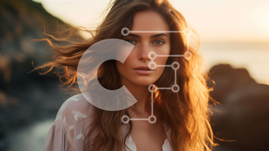 Intra Συλλεκτικό Ξύλινο Παζλ Plywood  4mm - Όμορφη γυναίκα με τα μαλλιά που ρέουν μπροστά στον ωκεανό Σε Ξύλινο Κουτί - Διαστάσεις Puzzle: 10x10 cm – 25 κομμάτια