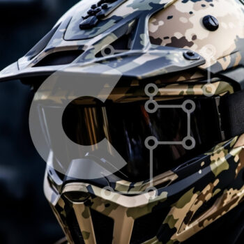 Intra Συλλεκτικό Ξύλινο Παζλ Plywood  4mm - Καμουφλαρισμένο κράνος και γυαλιά για στρατιωτικούς και επιβολής του νόμου Σε Ξύλινο Κουτί - Διαστάσεις Puzzle: 10x10 cm – 25 κομμάτια - Image 1