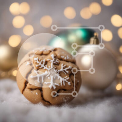 Intra Συλλεκτικό Ξύλινο Παζλ Plywood  4mm - Μπισκότο νιφάδα χιονιού με χριστουγεννιάτικα στολίδια και μπάλες Σε Ξύλινο Κουτί - Διαστάσεις: 10x10 cm – 25 κομμάτια - Image 1