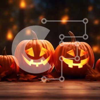 Intra Συλλεκτικό Ξύλινο Παζλ Plywood  4mm - Απόκριες κολοκύθες σε ένα ξύλινο τραπέζι Σε Ξύλινο Κουτί - Διαστάσεις: 10x10 cm – 25 κομμάτια - Image 1