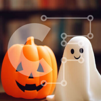 Intra Συλλεκτικό Ξύλινο Παζλ Plywood  4mm - Διακοσμήσεις αποκριών με ειδώλιο φαντασμάτων και κολοκύθα Σε Ξύλινο Κουτί - Διαστάσεις Puzzle: 10x10 cm – 25 κομμάτια - Image 1