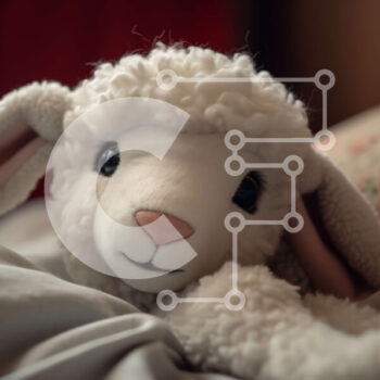 Intra Συλλεκτικό Ξύλινο Παζλ Plywood  4mm - Λευκό γεμιστό αρνί στο κρεβάτι Σε Ξύλινο Κουτί - Διαστάσεις Puzzle: 10x10 cm – 25 κομμάτια - Image 1